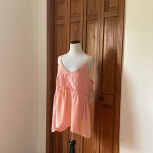 Liumilac Pink Eyelet and Chiffon Top, Size XL